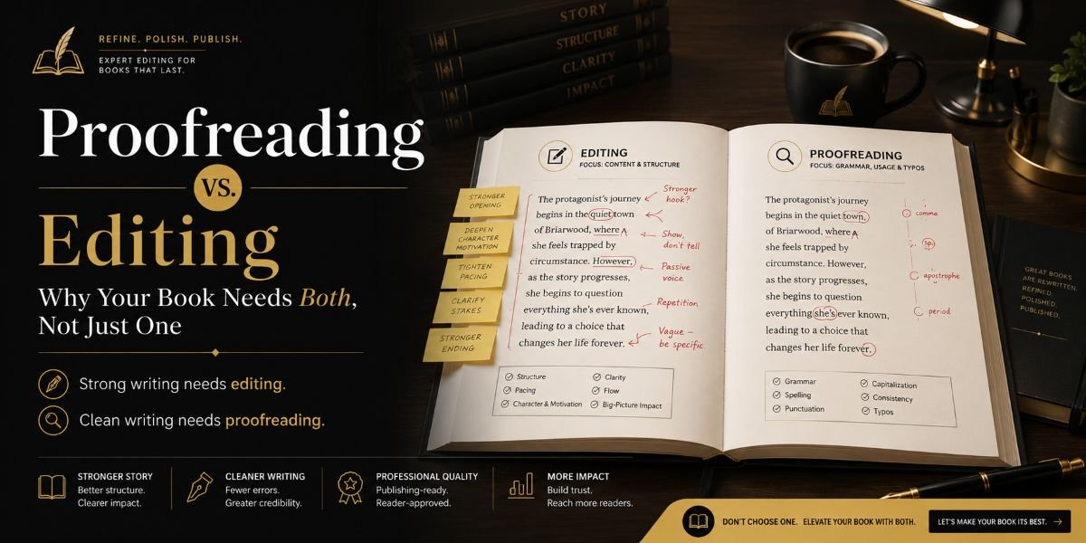 Proofreading vs Editing and Why Your Book Needs Both, Not Just One